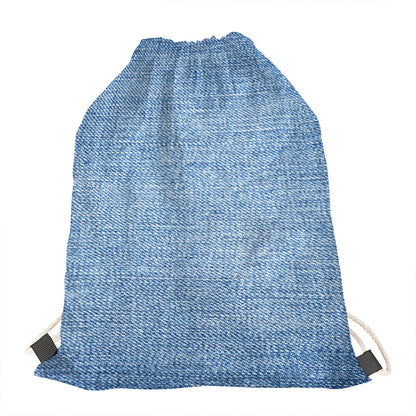 Classic Blue Denim Jeans Print Drawstring Bag