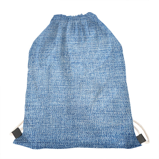 Classic Blue Denim Jeans Print Drawstring Bag