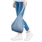 Classic Blue Denim Jeans Print Drawstring Bag