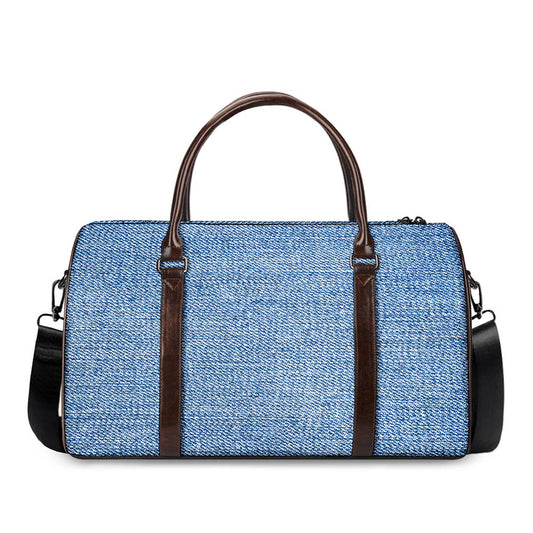 Classic Blue Denim Jeans Print Duffle Bag