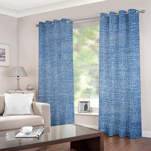 Classic Blue Denim Jeans Print Extra Wide Grommet Curtains