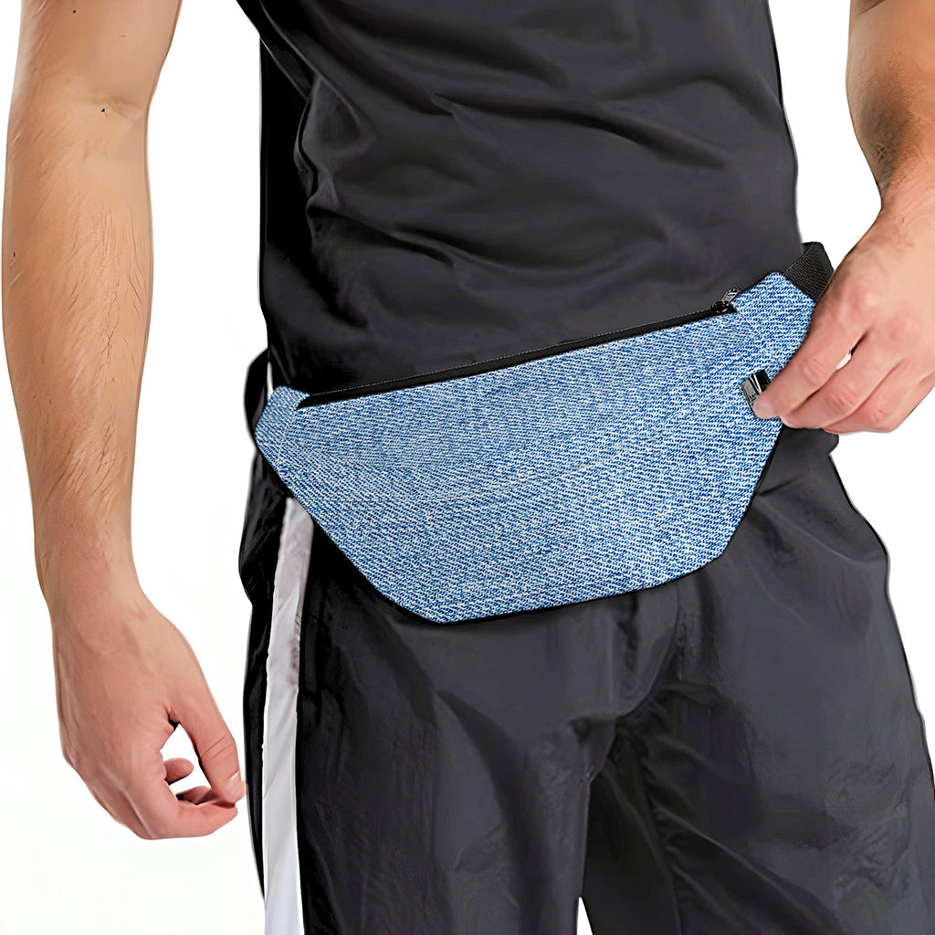 Classic Blue Denim Jeans Print Fanny Pack