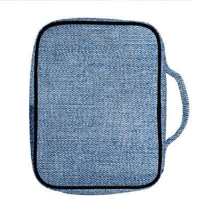Classic Blue Denim Jeans Print Front Pocket Bible Bag