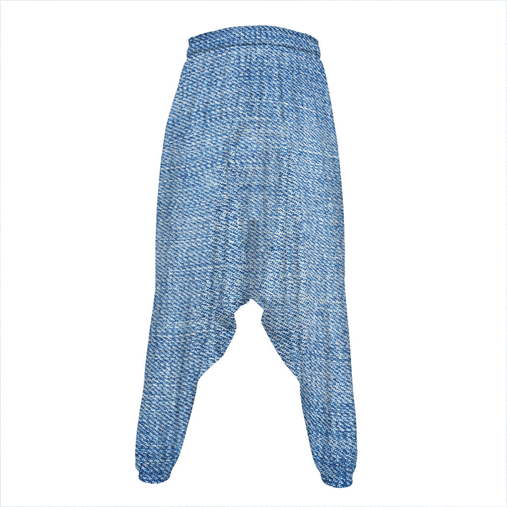 Classic Blue Denim Jeans Print Hammer Pants
