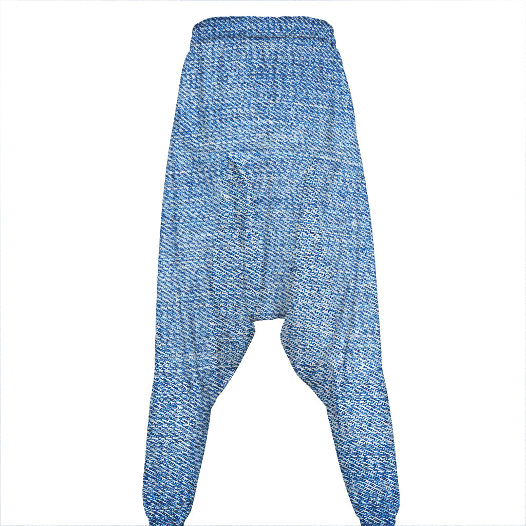 Classic Blue Denim Jeans Print Hammer Pants