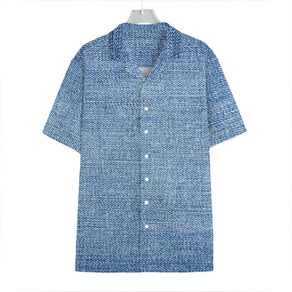 Classic Blue Denim Jeans Print Hawaiian Shirt