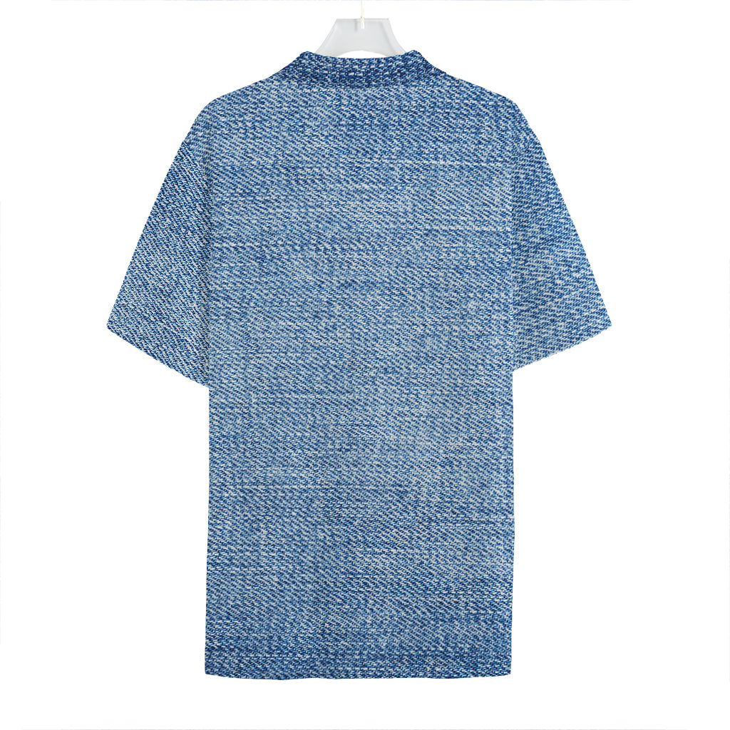 Classic Blue Denim Jeans Print Hawaiian Shirt