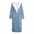Classic Blue Denim Jeans Print Hooded Bathrobe