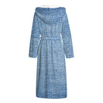 Classic Blue Denim Jeans Print Hooded Bathrobe