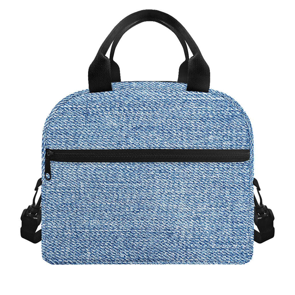 Classic Blue Denim Jeans Print Insulated Lunch Bag