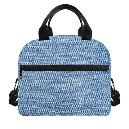 Classic Blue Denim Jeans Print Insulated Lunch Bag
