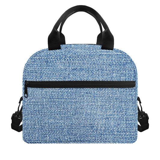 Classic Blue Denim Jeans Print Insulated Lunch Bag