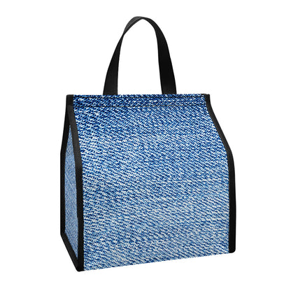 Classic Blue Denim Jeans Print Insulated Lunch Tote