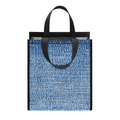 Classic Blue Denim Jeans Print Insulated Lunch Tote