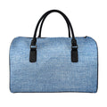 Classic Blue Denim Jeans Print Leather Duffel Bag