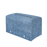 Classic Blue Denim Jeans Print Leather Tissue Box Cover