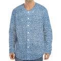 Classic Blue Denim Jeans Print Long Sleeve Baseball Jersey