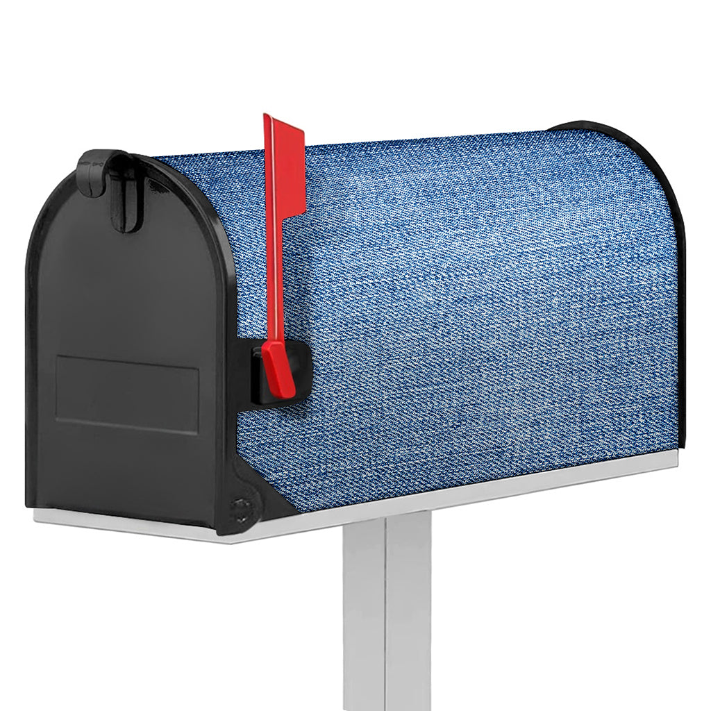 Classic Blue Denim Jeans Print Mailbox Cover