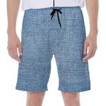 Classic Blue Denim Jeans Print Men's Beach Shorts