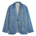 Classic Blue Denim Jeans Print Men's Blazer