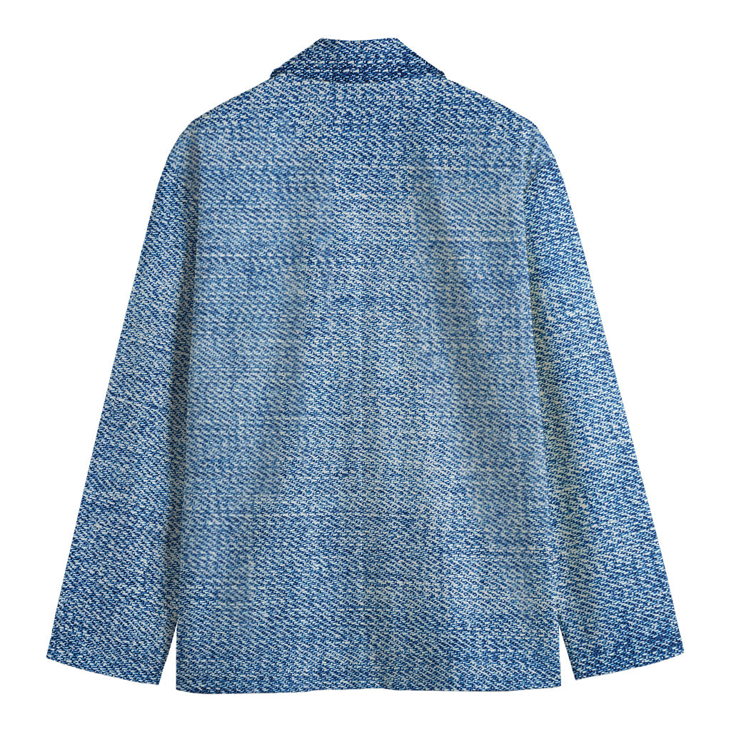 Classic Blue Denim Jeans Print Men's Blazer