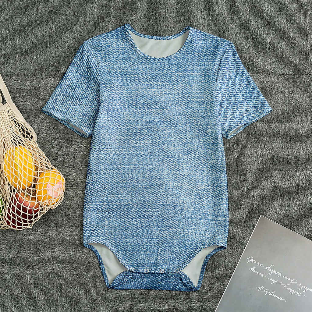 Classic Blue Denim Jeans Print Men's Bodysuit