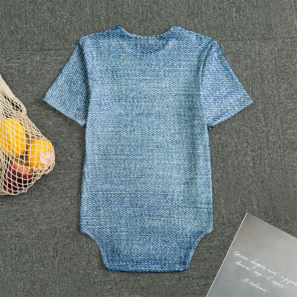 Classic Blue Denim Jeans Print Men's Bodysuit