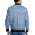 Classic Blue Denim Jeans Print Men's Bomber Jacket