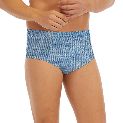 Classic Blue Denim Jeans Print Men's Briefs