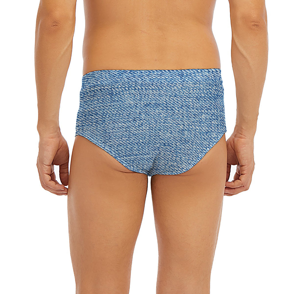 Classic Blue Denim Jeans Print Men's Briefs