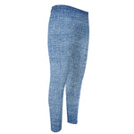 Classic Blue Denim Jeans Print Men's Compression Pants