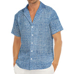 Classic Blue Denim Jeans Print Men's Deep V-Neck Shirt