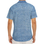 Classic Blue Denim Jeans Print Men's Deep V-Neck Shirt