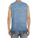 Classic Blue Denim Jeans Print Men's Fitness Tank Top