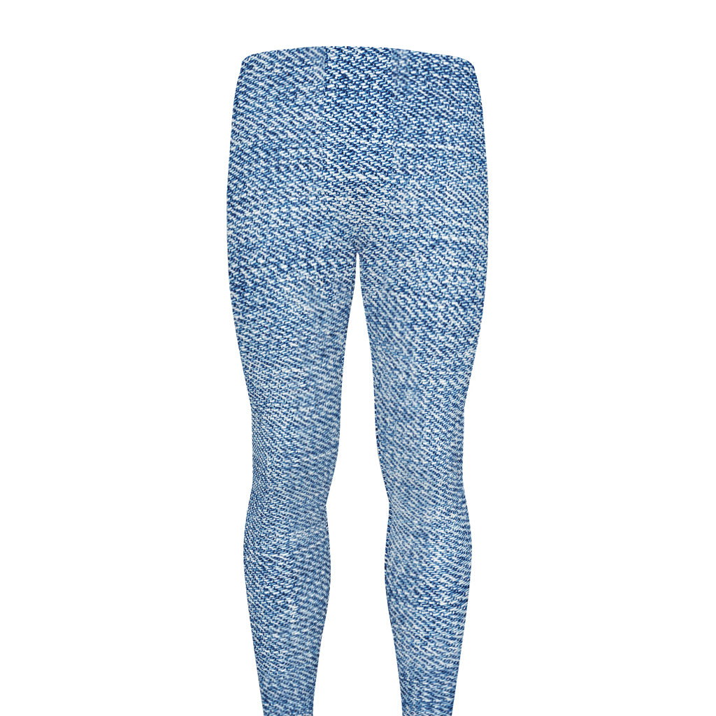 Classic Blue Denim Jeans Print Men's leggings