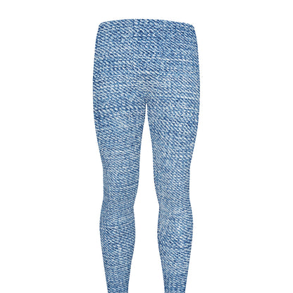 Classic Blue Denim Jeans Print Men's leggings