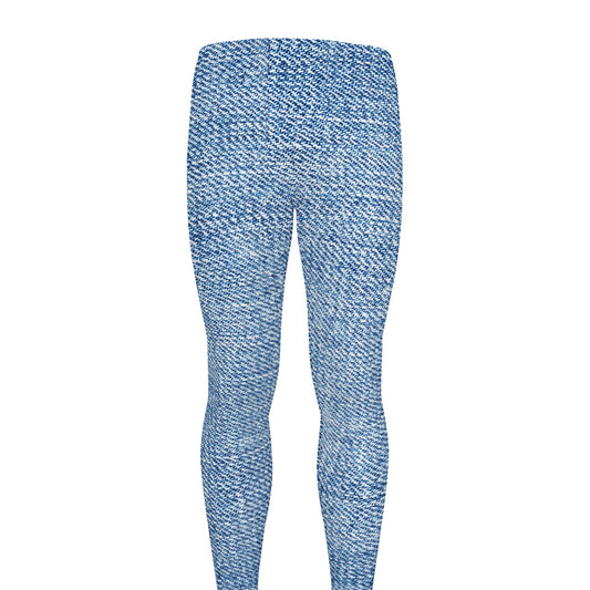 Classic Blue Denim Jeans Print Men's leggings
