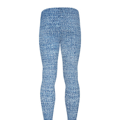 Classic Blue Denim Jeans Print Men's leggings