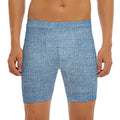 Classic Blue Denim Jeans Print Men's Long Boxer Briefs