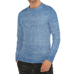 Classic Blue Denim Jeans Print Men's Long Sleeve Rash Guard