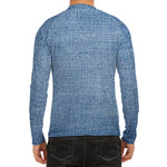 Classic Blue Denim Jeans Print Men's Long Sleeve Rash Guard