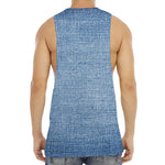 Classic Blue Denim Jeans Print Men's Muscle Tank Top