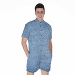 Classic Blue Denim Jeans Print Men's Rompers
