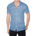 Classic Blue Denim Jeans Print Men's Shirt