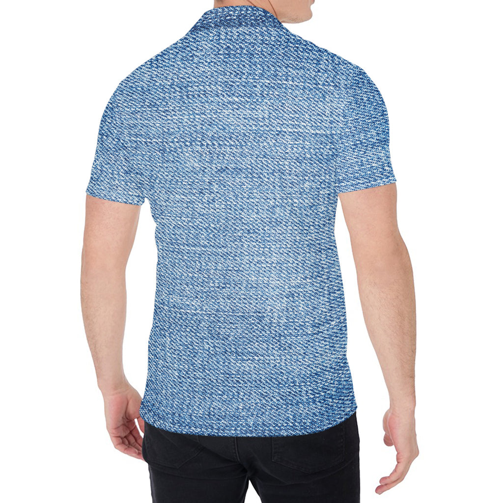 Classic Blue Denim Jeans Print Men's Shirt