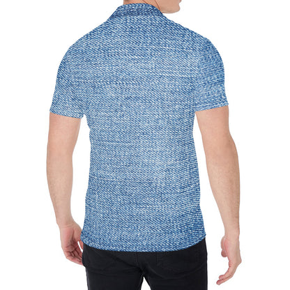 Classic Blue Denim Jeans Print Men's Shirt