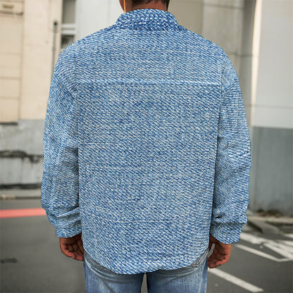 Classic Blue Denim Jeans Print Men's Shirt Jacket