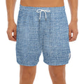 Classic Blue Denim Jeans Print Men's Split Running Shorts