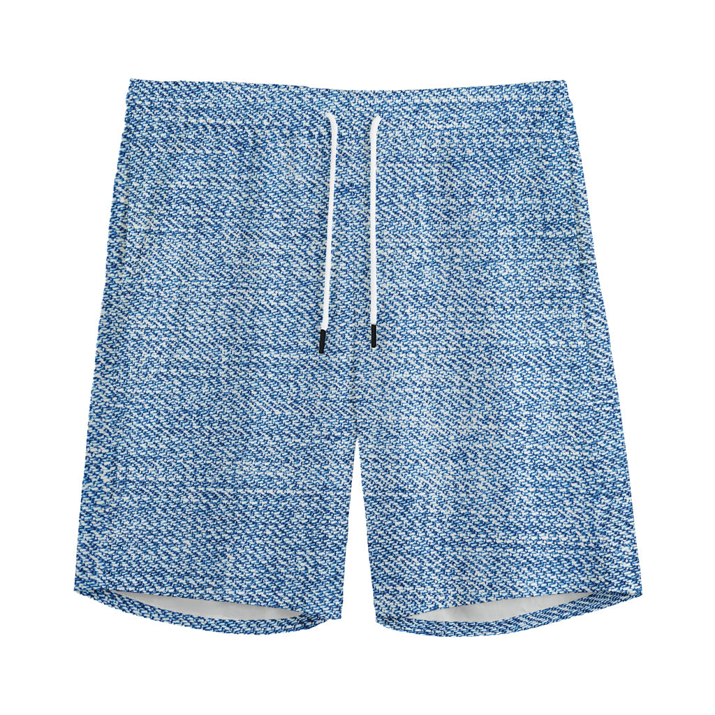 Classic Blue Denim Jeans Print Men's Sports Shorts