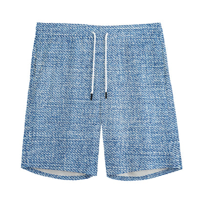 Classic Blue Denim Jeans Print Men's Sports Shorts